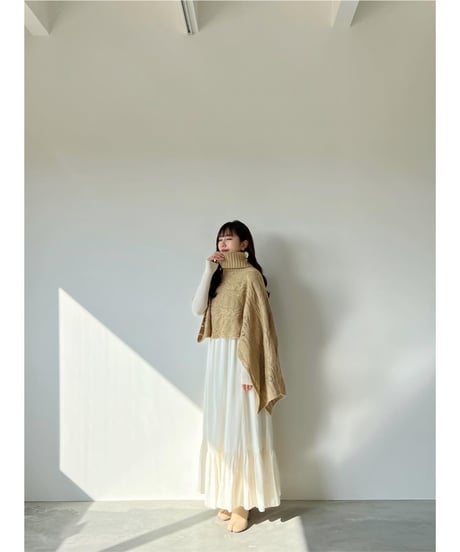 turtle neck asymmetry cape knit
