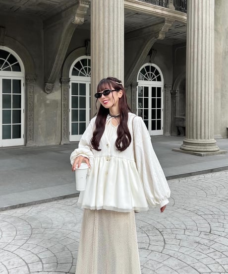 volume tulle gather cardigan