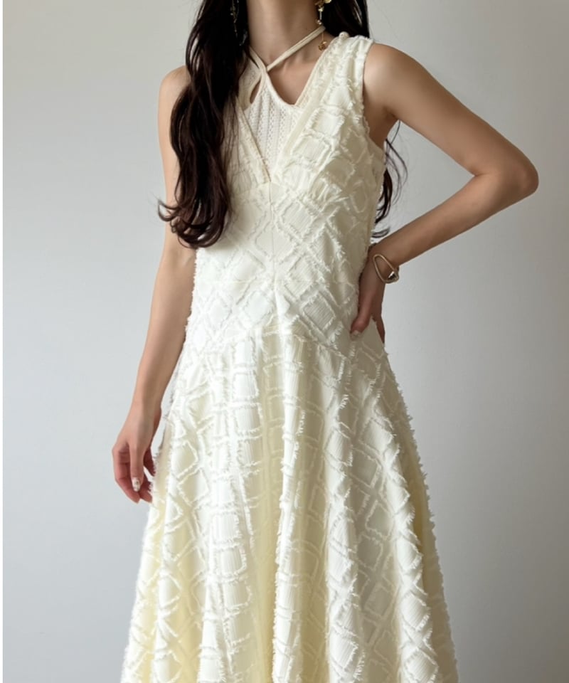 cut jacquard flare onepiece | AÉRMA boutique