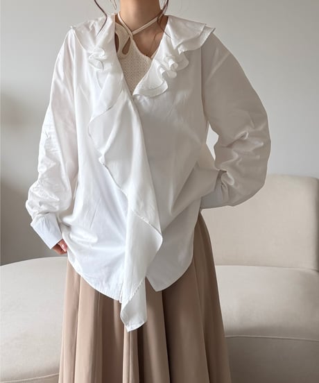 airy ruffle long blouse