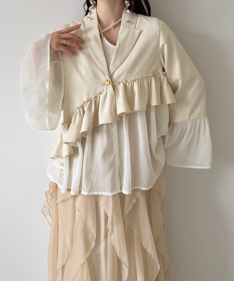 frill asymmetry sheer jacket