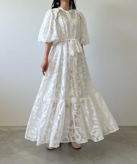 flower lace volume sleeve onepiece