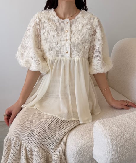 【再入荷】2way embroidery peplum tops