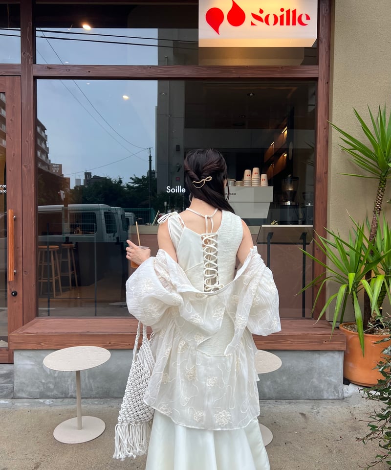 asymmetry layered flare onepiece (white) | AÉRM