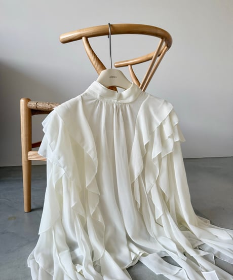 nuance sheer frill blouse
