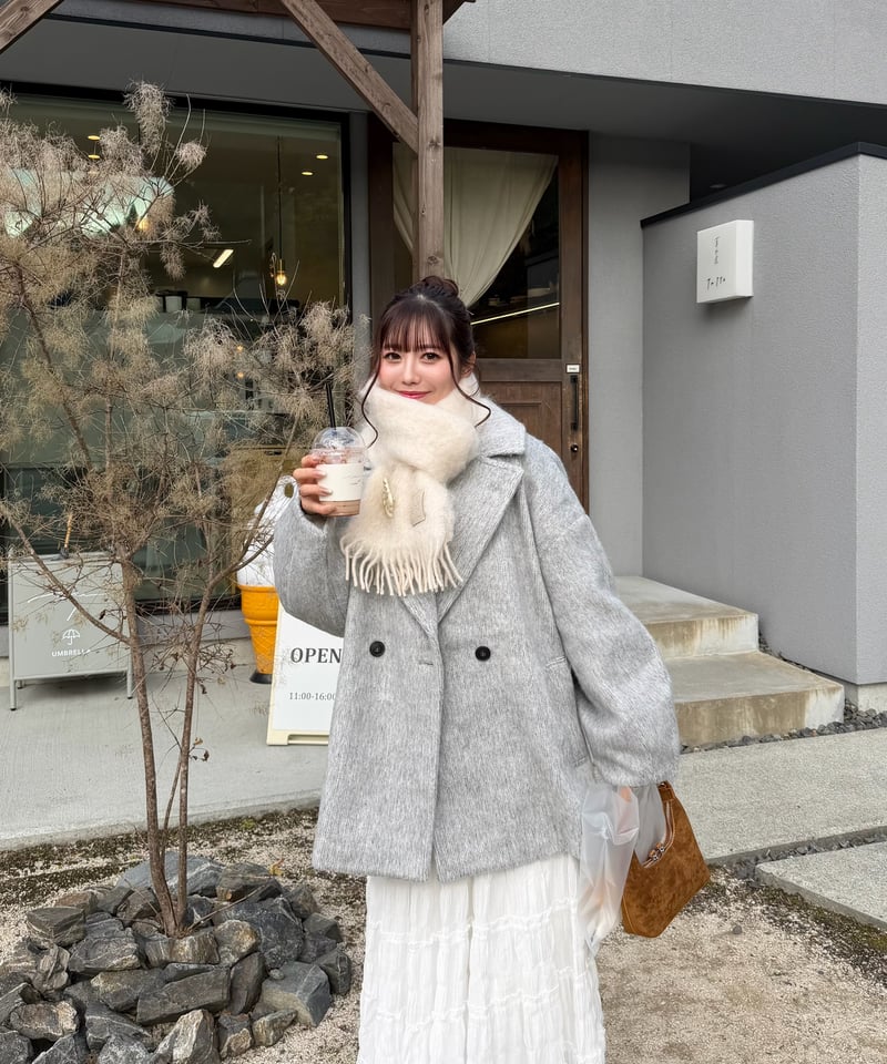 aere shaggy jacket coat グレー aere ＊ shaggy jacket coat ＊ シャギージャケットコート - メルカリ