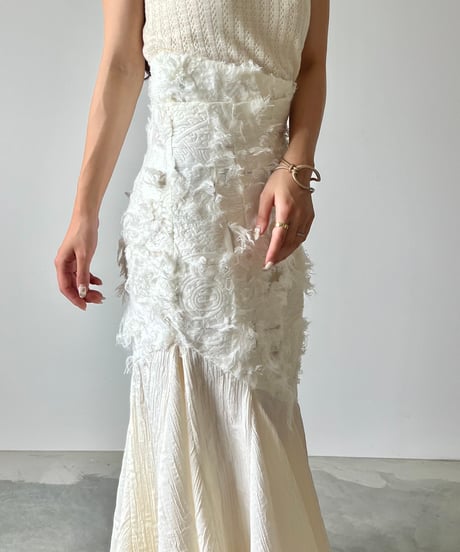 fringe texture flare mermaid skirt