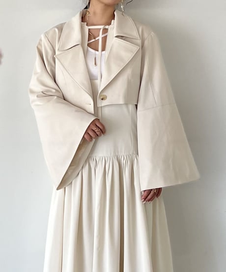 flare sleeve short jacket (brown)