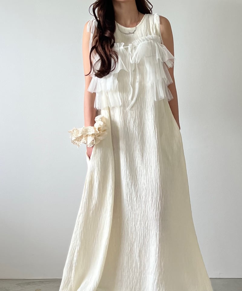 ワンピース AERMA lace up design pleats onepiece lace up design pleats onepiece | AÉRMA boutique