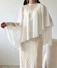 asymmetry flare sheer blouse