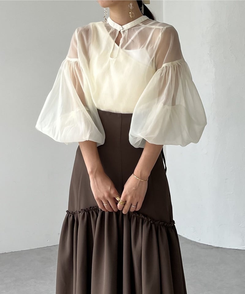 aerma sheer volume frill tunic - トップス