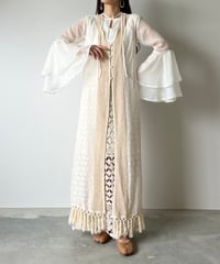 sheer fringe long vest