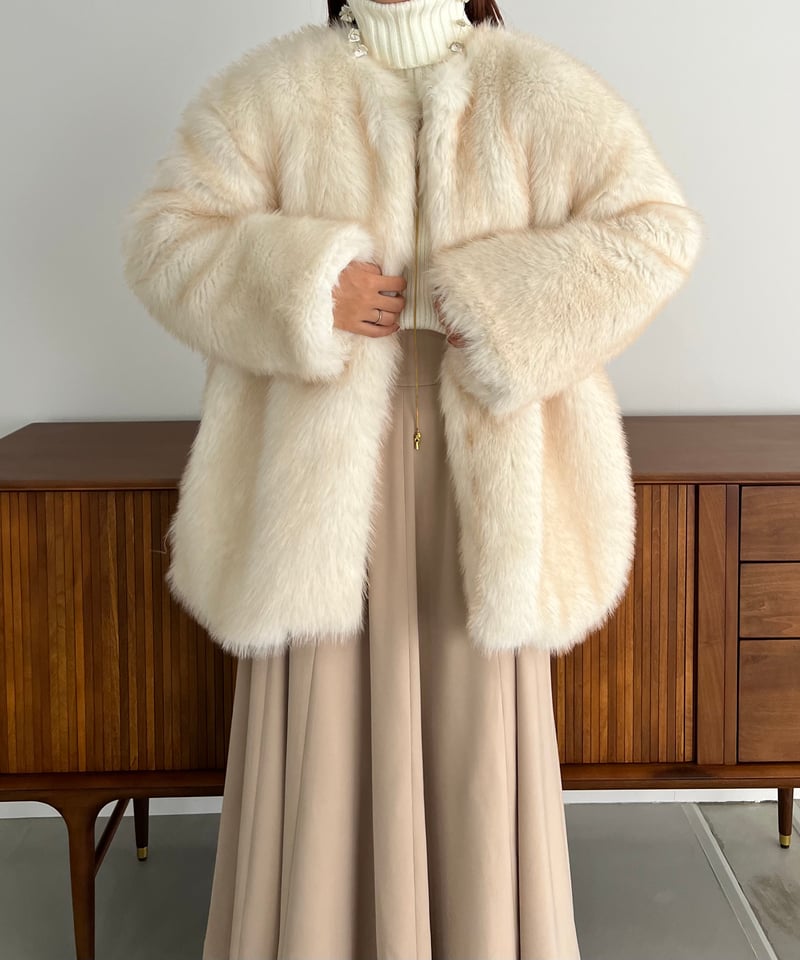 mix fur volume no collar coat | AÉRMA boutique