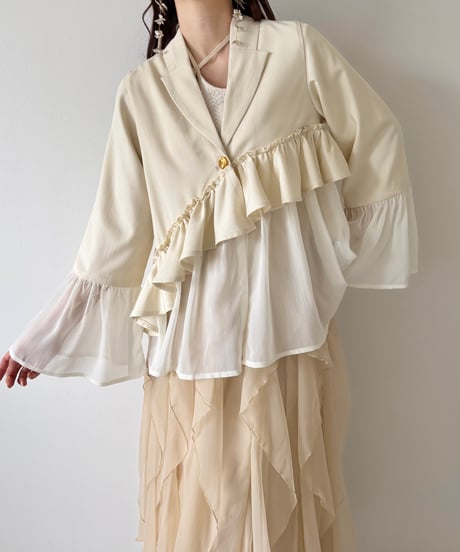 frill asymmetry sheer jacket