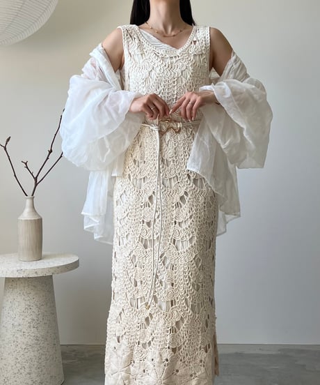 crochet layered sleeveless onepiece(2色)