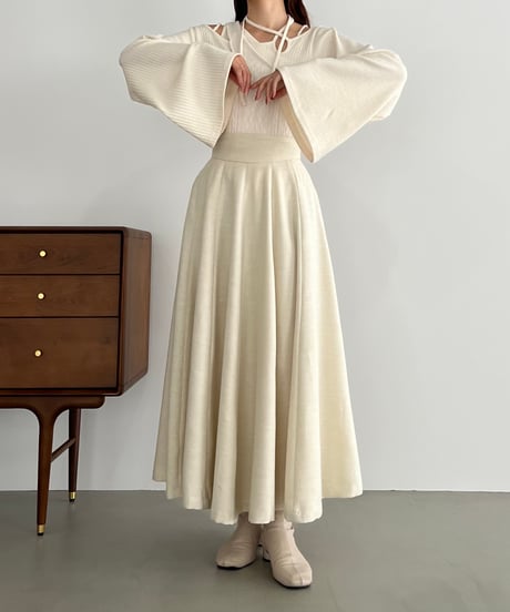 flare silhouette panel skirt(beige)