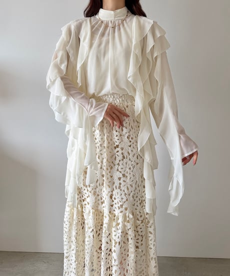 nuance sheer frill blouse