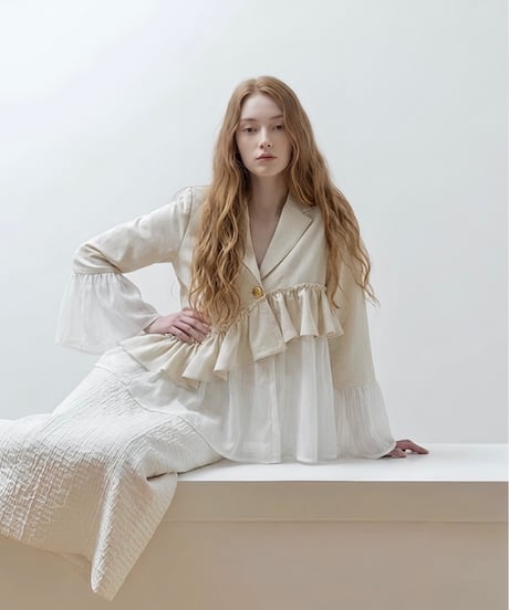 frill asymmetry sheer jacket