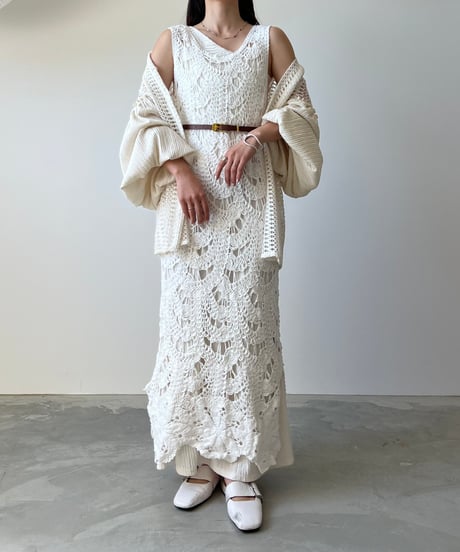 crochet layered sleeveless onepiece(2色)