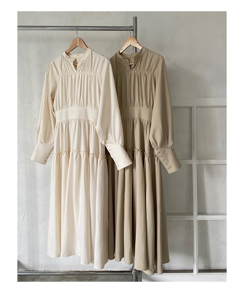 tiered gather design volume dress（brown） | AÉRM...