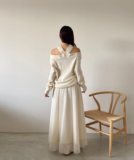 cross detail offshoulder knit