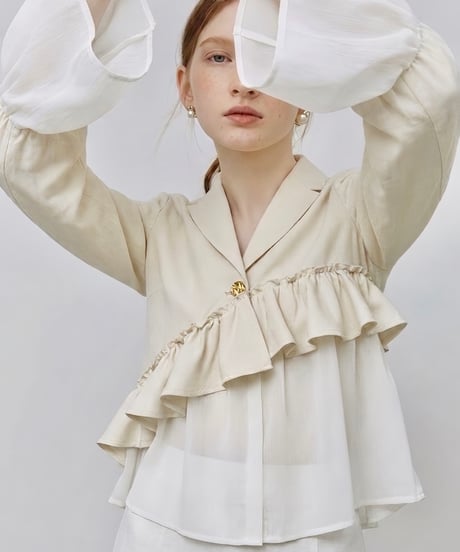 frill asymmetry sheer jacket