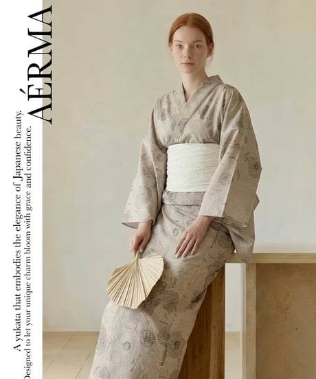 aèrma yukata.(浴衣＋帯)brown