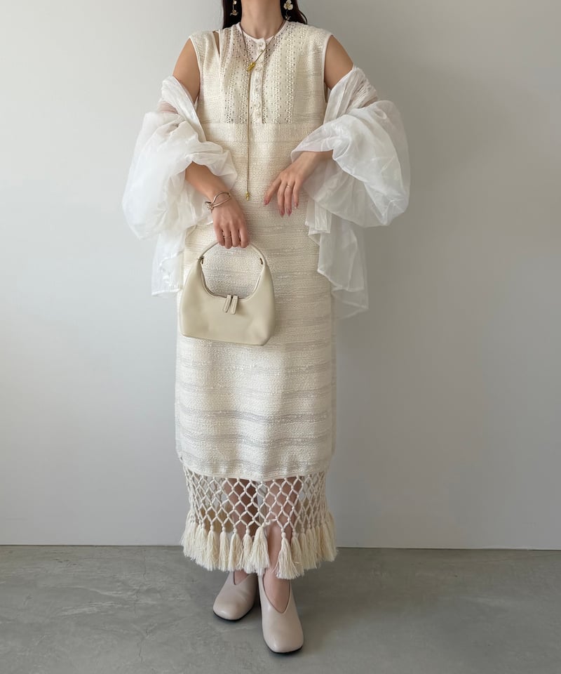 lace knit fringe onepiece | AÉRMA boutique