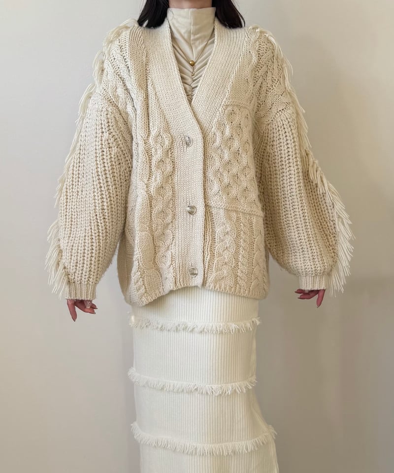 patchwork cable knit cardigan | AÉRMA boutique