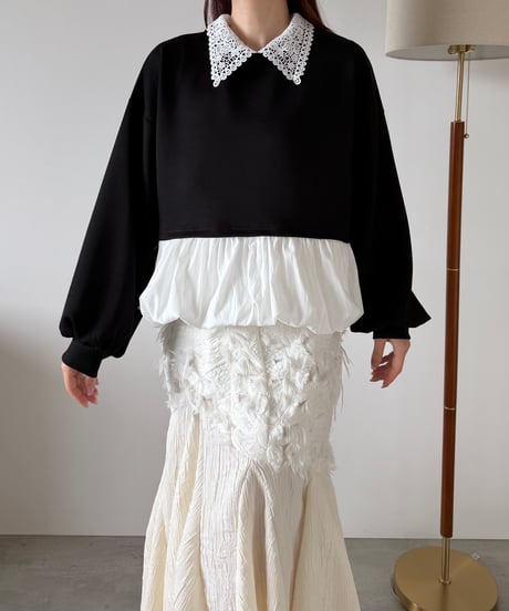 lace collar peplum balloon tops