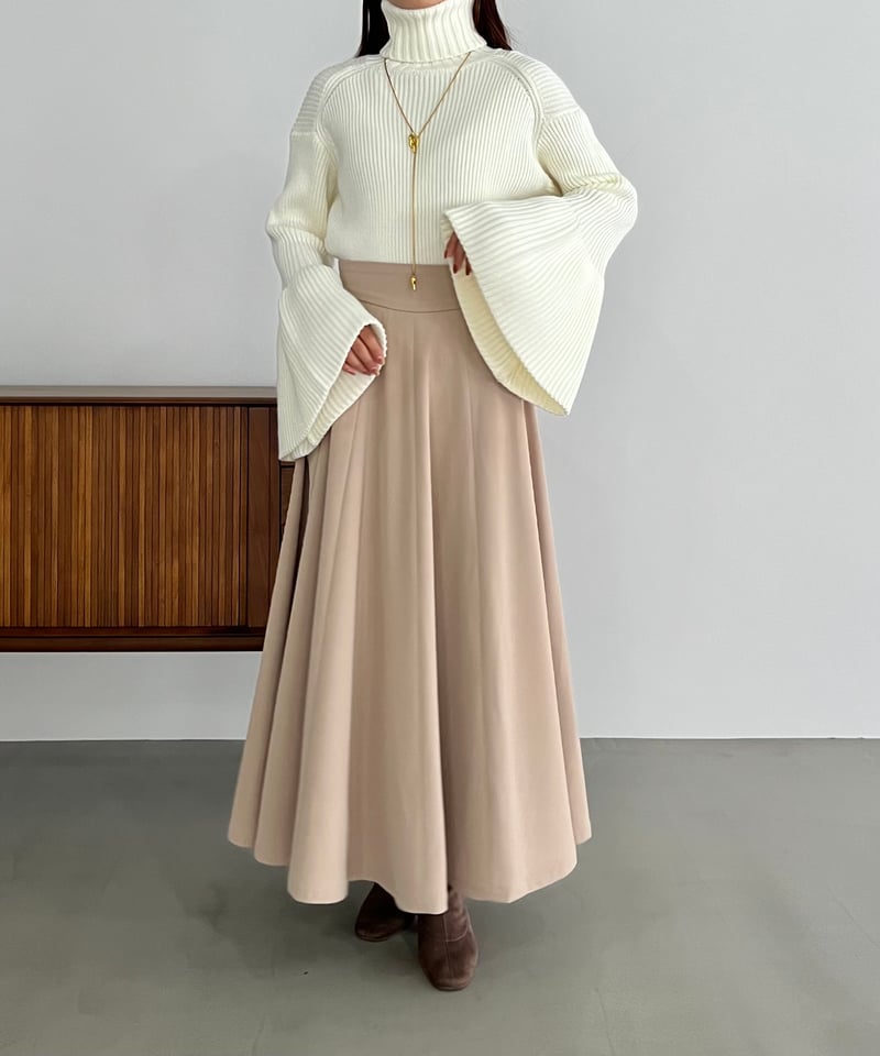 flare silhouette panel skirt(beige) | AÉRMA bou 