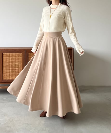 flare silhouette panel skirt(beige)