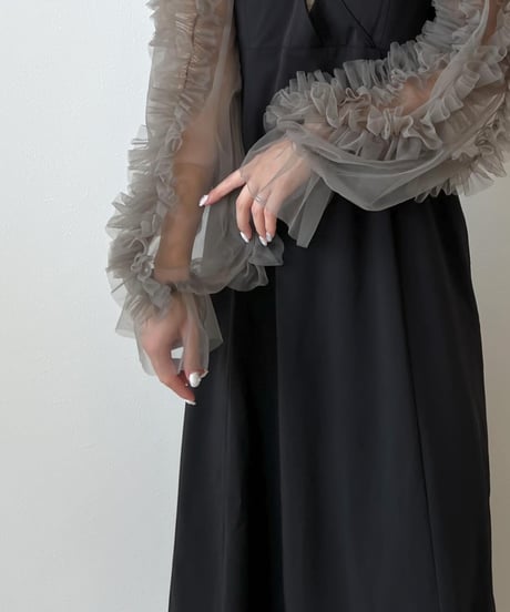 sheer gather volume blouse