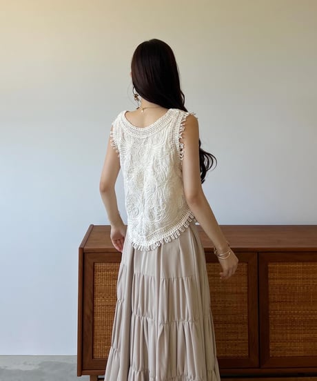 fringe embroidery lace vest