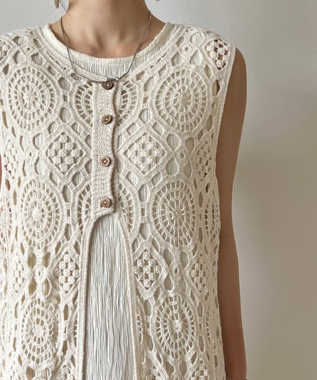 crochet open front long vest