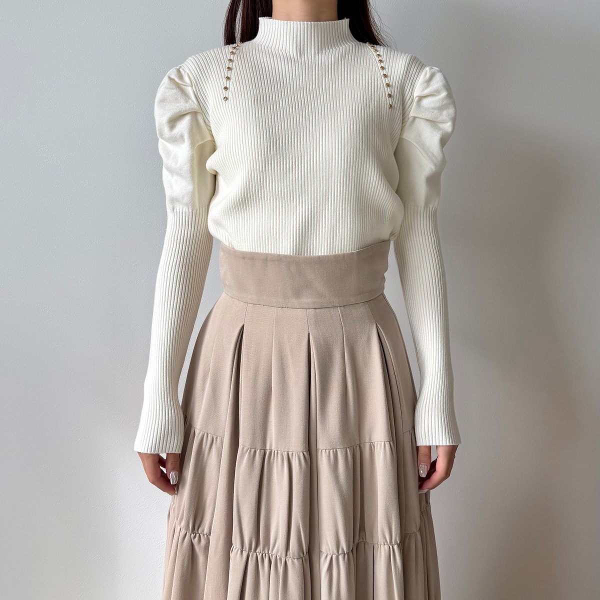 gold studs puff sleeve knit | AÉRMA boutique