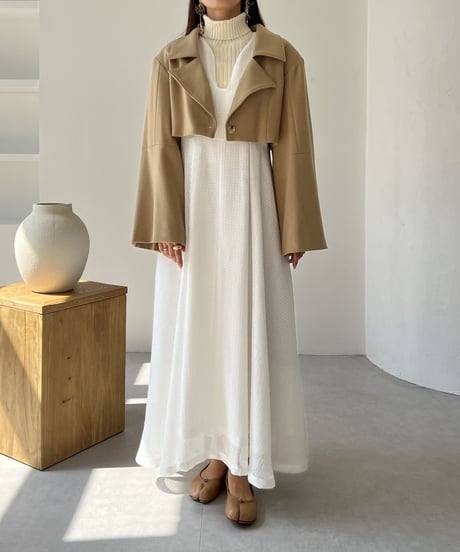 flare sleeve short jacket (brown)