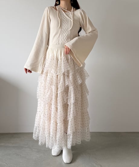dot tulle tiered skirt