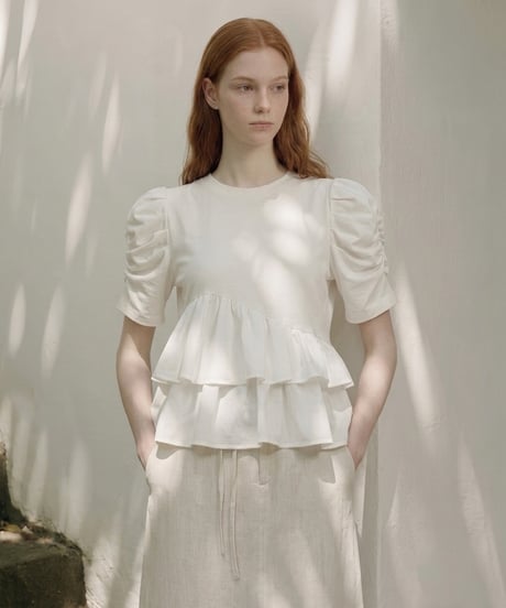 asymmetry frill tiered tops(2色)
