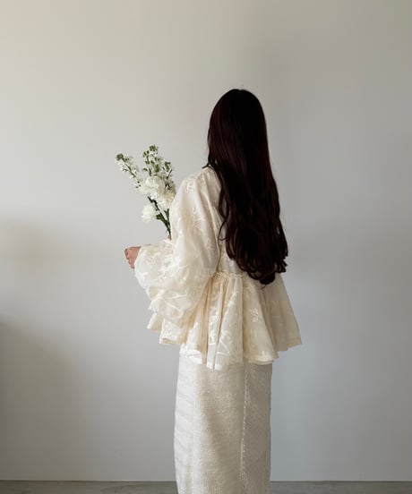 2way embroidery sheer volume blouse