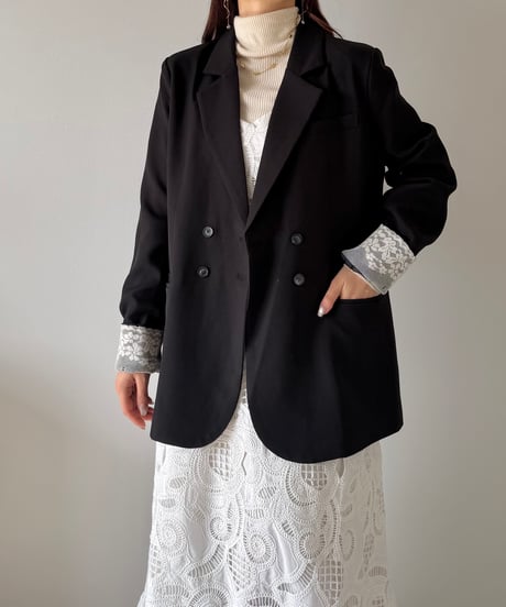 classic lace accent double jacket