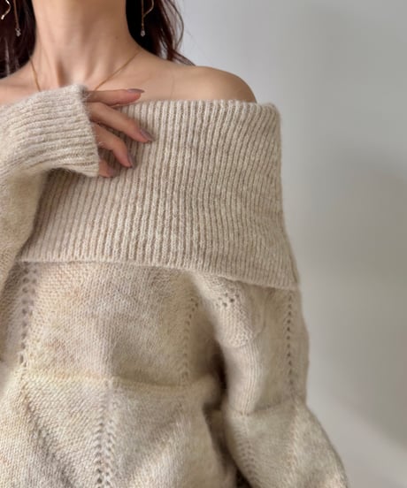 wide neck off shoulder knit