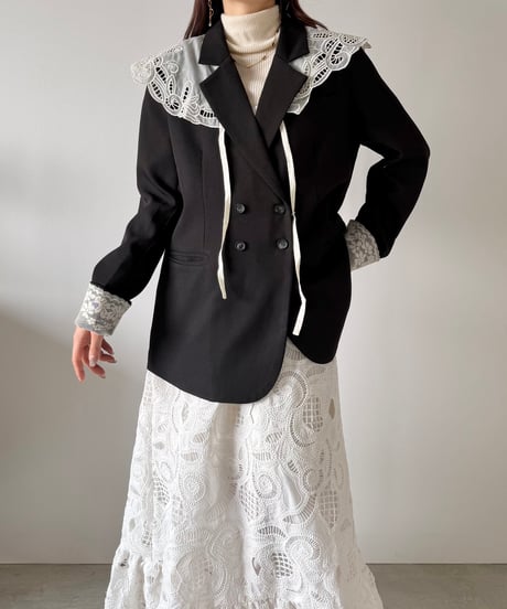 classic lace accent double jacket