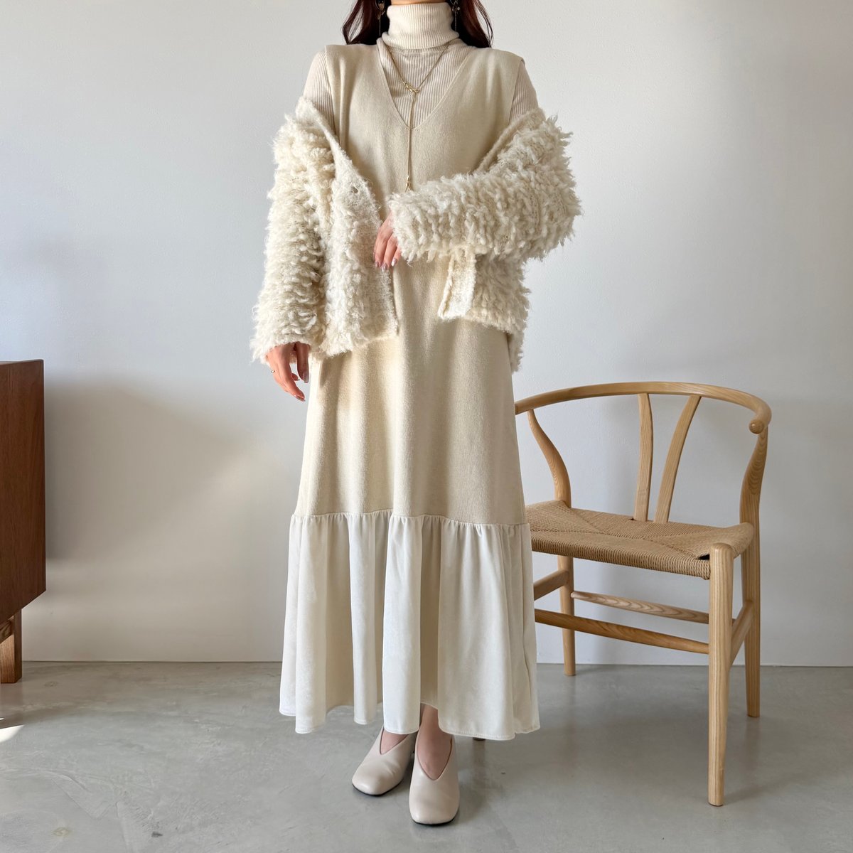 v neck tiered knit onepiece | AÉRMA boutique