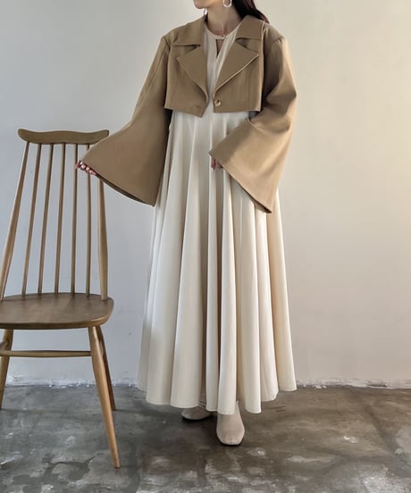 flare sleeve short jacket (brown)