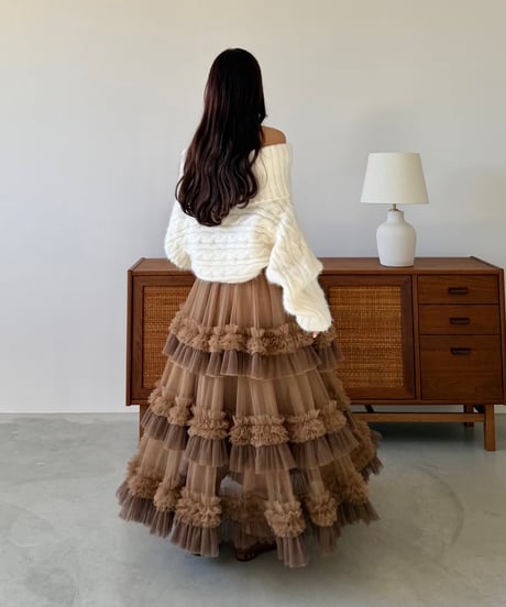 volume tulle gather skirt