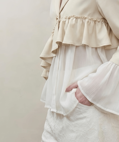frill asymmetry sheer jacket