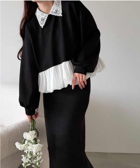 lace collar peplum balloon tops