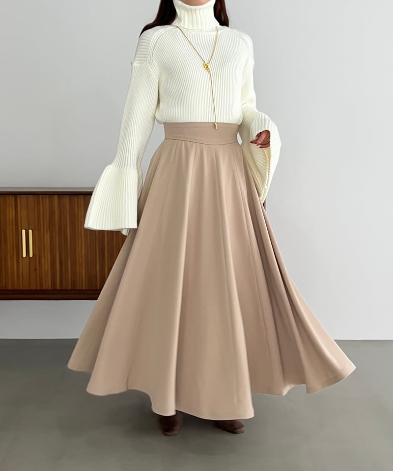 flare silhouette panel skirt(beige) | AÉRMA bou 