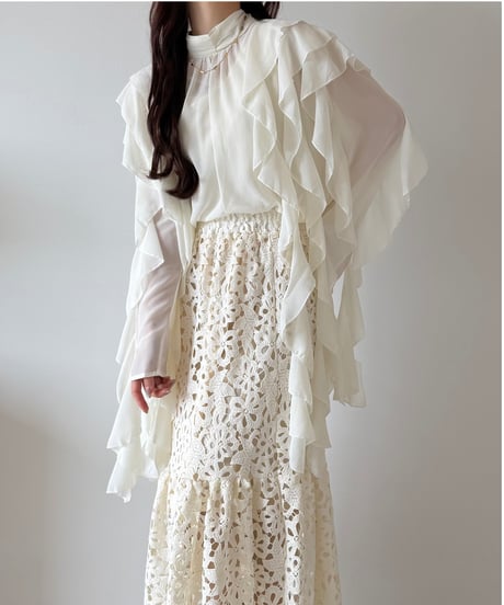 nuance sheer frill blouse
